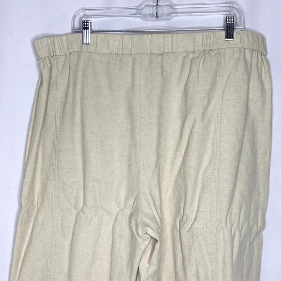 Liz Claiborne Womens Linen Blend Pants Size XL Cream Tan Natural Pockets - Picture 8 of 10